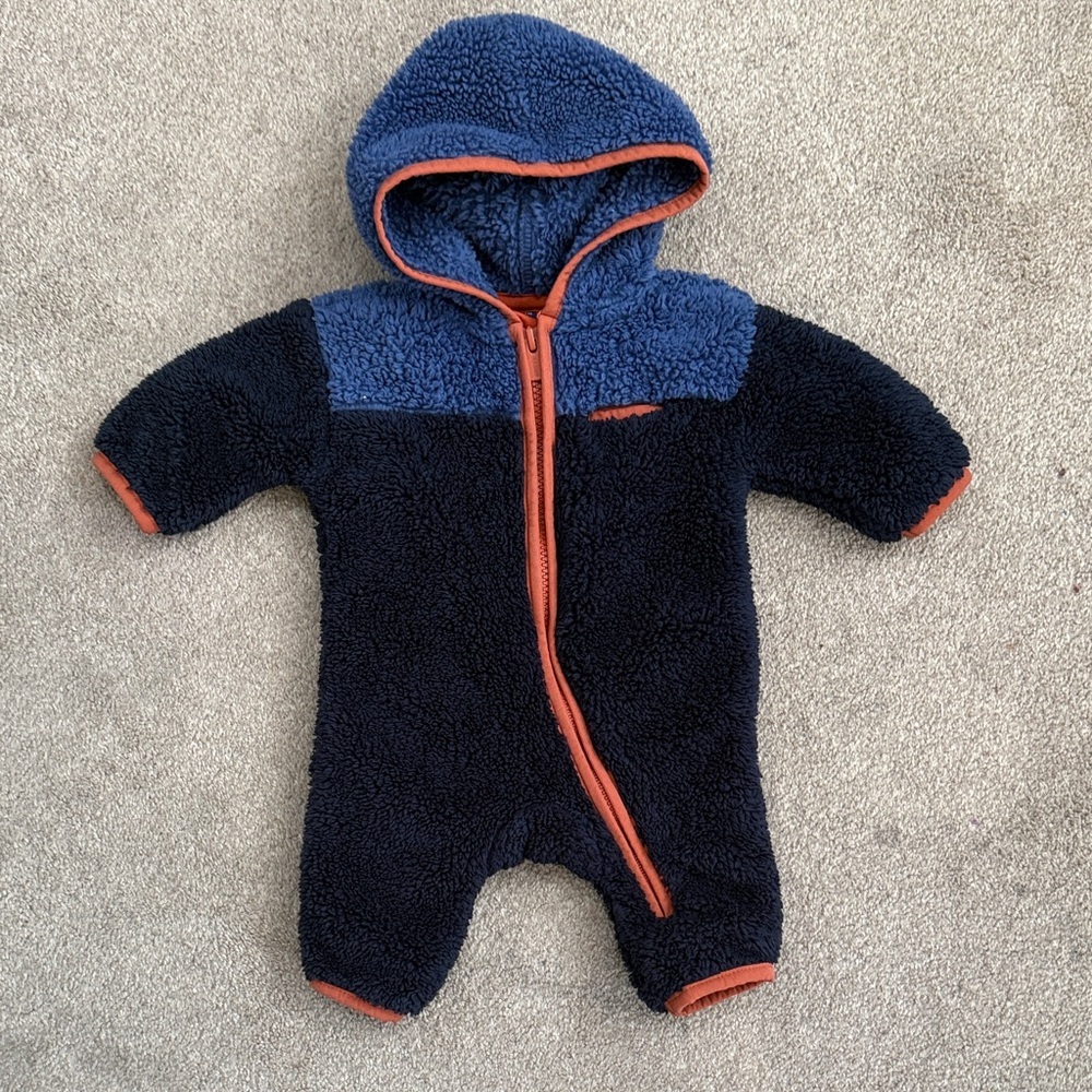 Old Navy Dark Blue Sherpa Full Zip Hooded Bunting Outfit Size 0-3 M